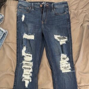 Hollister Dark Blue Distressed Skinny Jeans